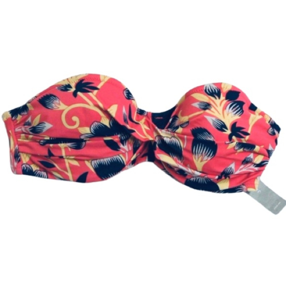 2/$50!🌱 New JCREW HIBISCUS FLORAL UNDERWIRE Bikini TOP Small CORAL 32C Padded